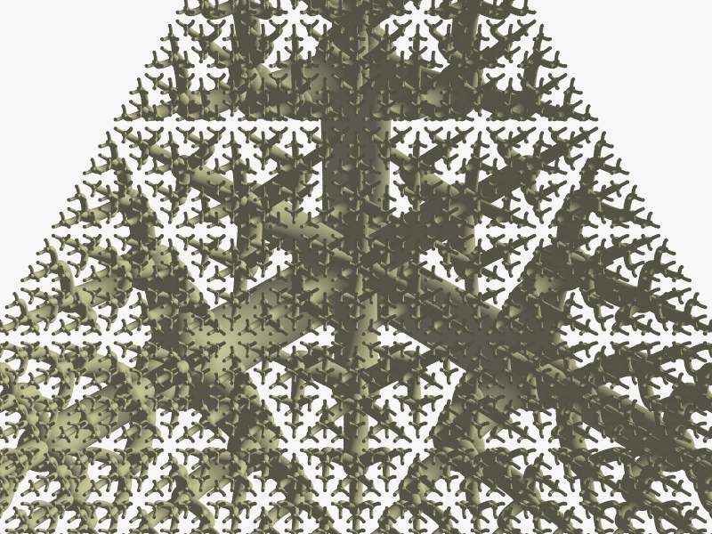 Triangular fork fractal seen from below.